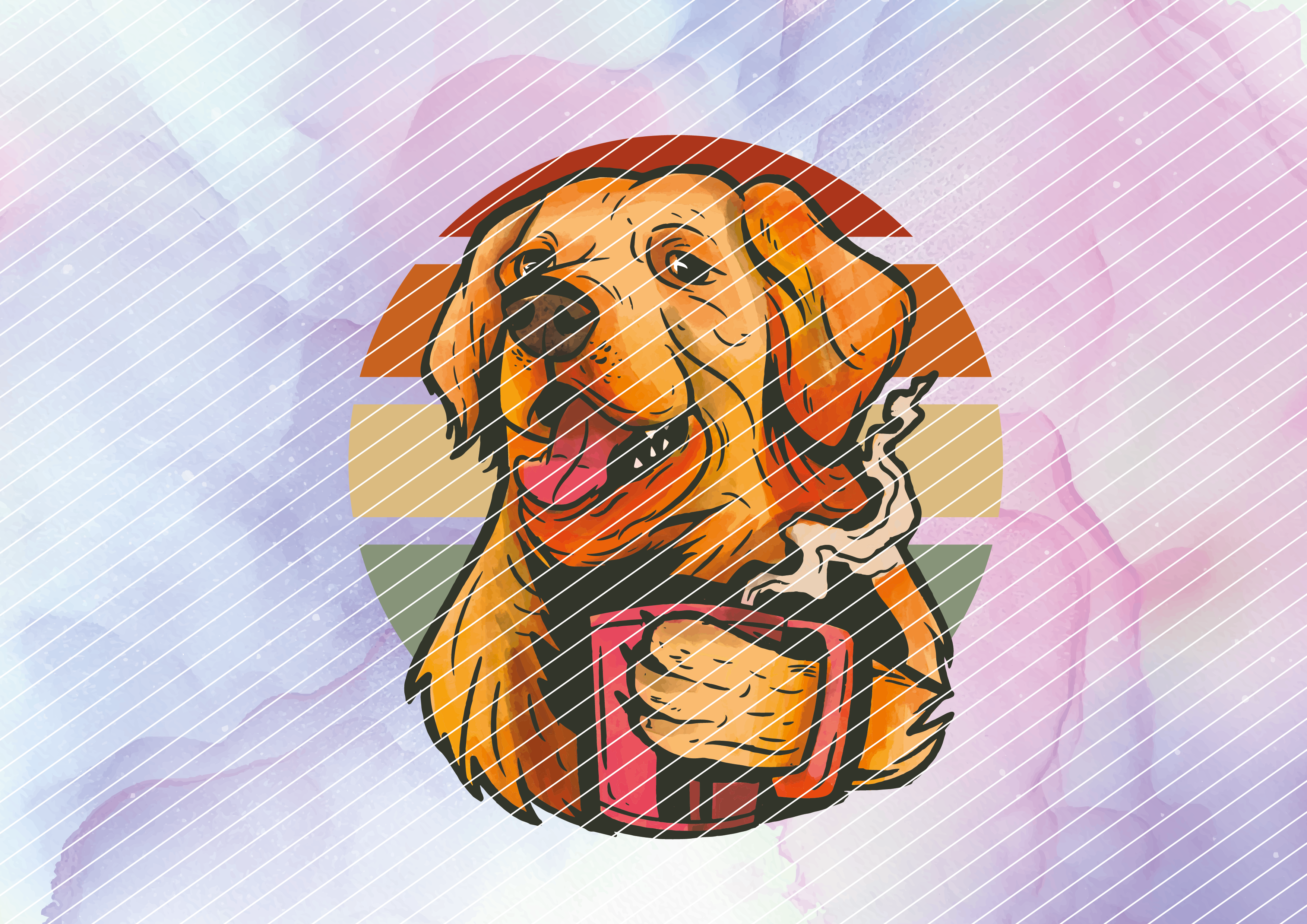 Retriever Hund mit Kaffee